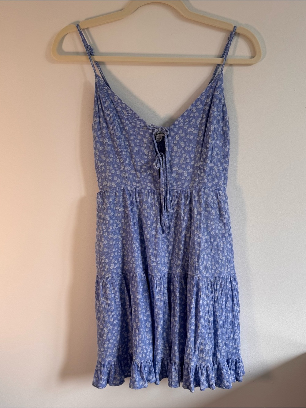 Garage Floral Tie-Front Spaghetti Strap Dress